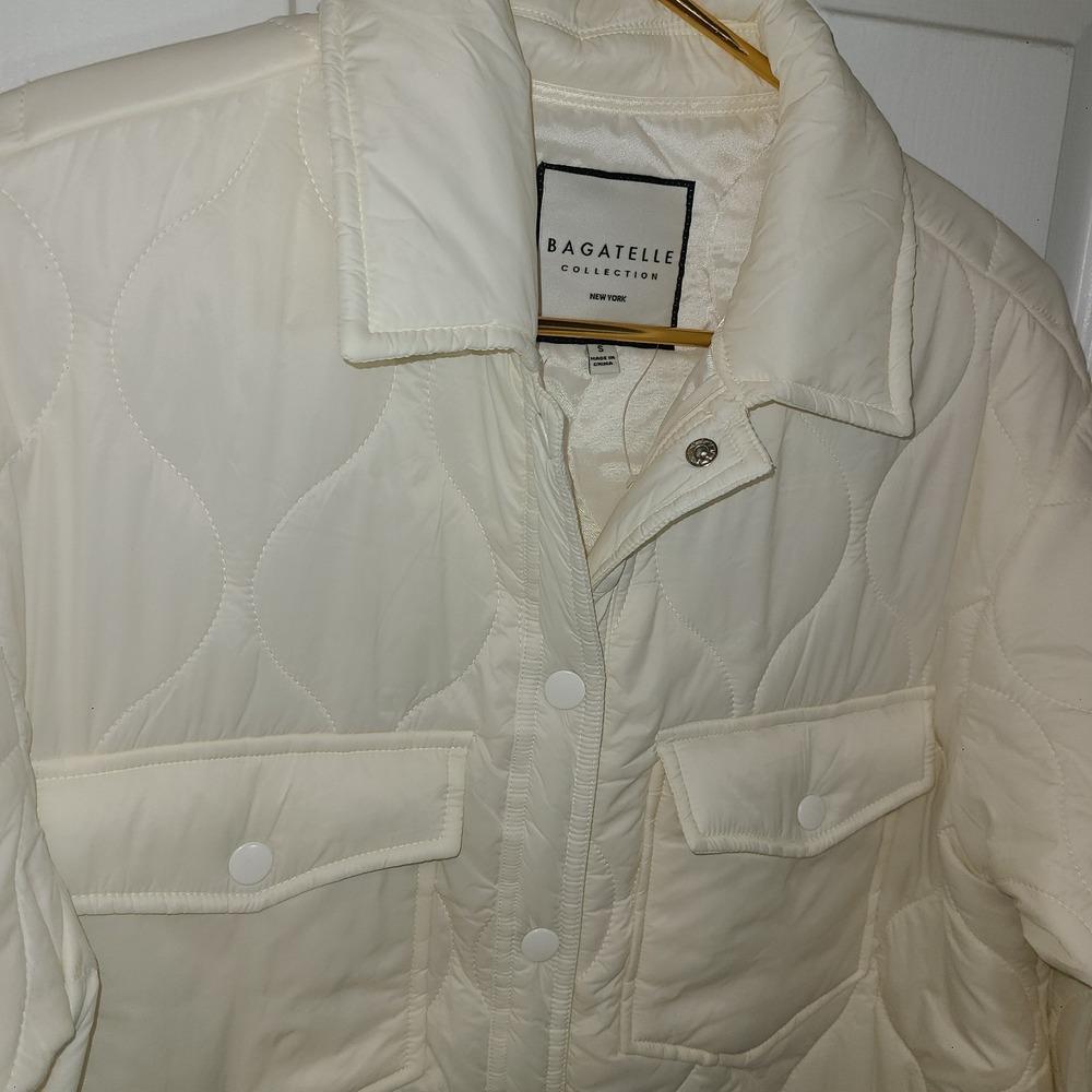 Bagatelle Cream Puffer Shacket with Quilted Design Sz S Super Soft! Barn Country